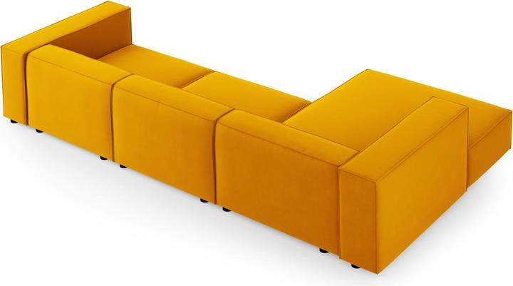Actual product image Cosmopolitan Design Velvet Left Corner Sofa, "Arendal", 4 Seats, Yellow, 284x166x70 Made in Europe (Corner sofa)