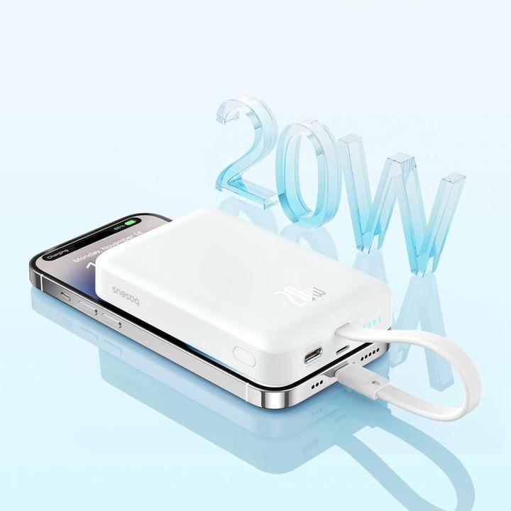 Actual product image Baseus Powerbank Magnetic Mini 10000mAh 20W MagSafe (white) (10000 mAh, 20 W, 37 Wh)