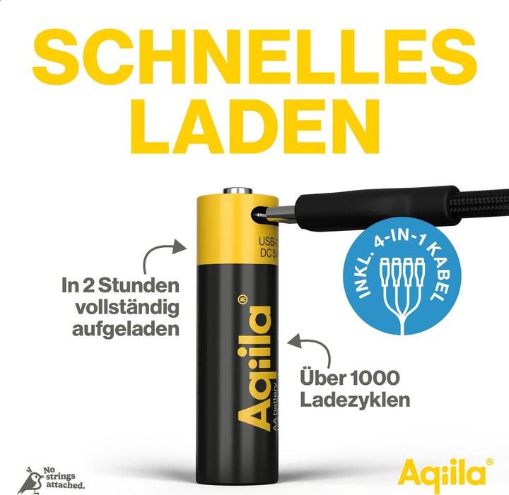 Actual product image Aqiila - USB-C Rechargeable Battery - Size AA - 2000 mAh - 4 pack (4 pcs., AA, 2000 mAh)