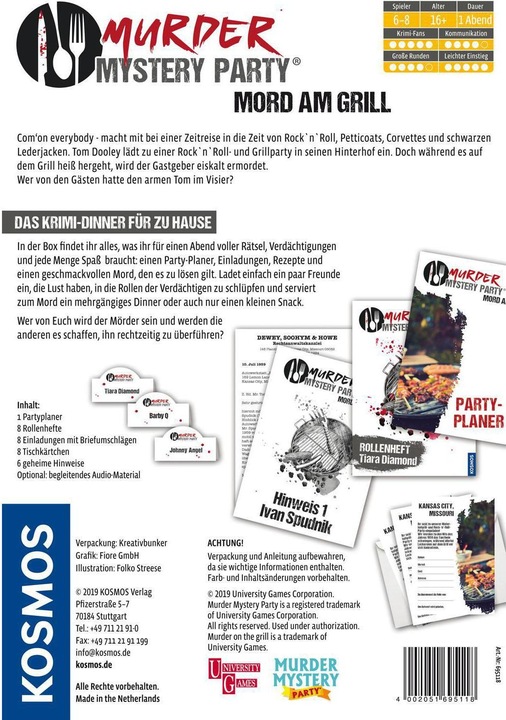 Actual product image Kosmos Murder Mystery Party - Murder at the Grill (German)