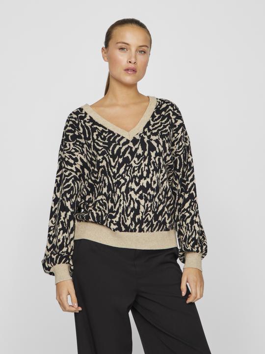 Produktbild Vila V-Ausschnitt Jacquard Strickpullover (L)