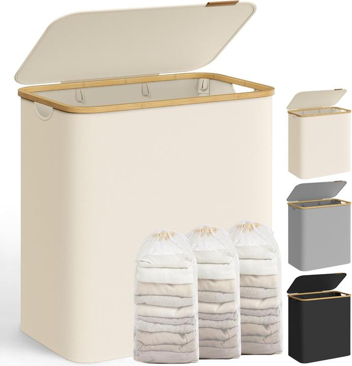 Produktbild Songmics Wäschekorb mit Deckel 3 Fächer (150 l)