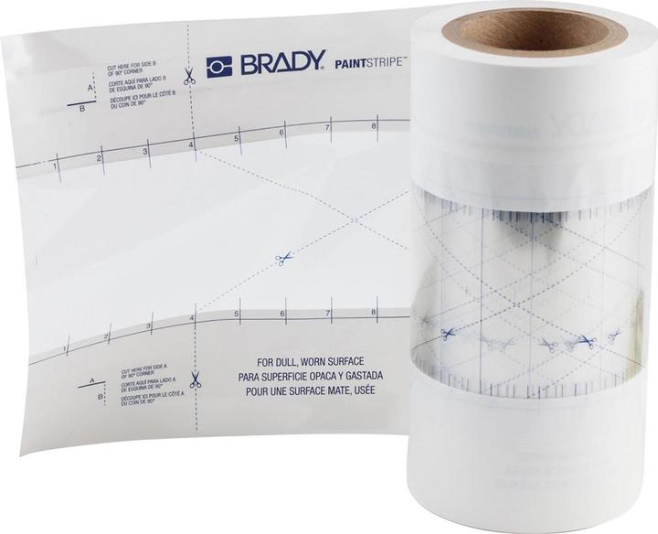 Actual product image Brady PaintStripe stencil - continuous line, polyester, transparent/white, 101.60 mm x 30.50 m