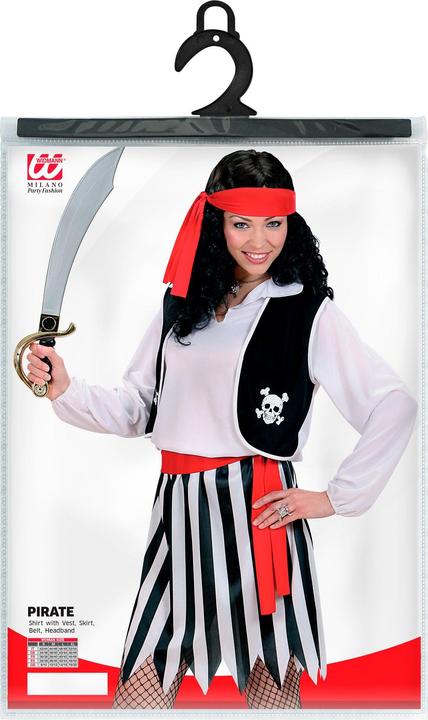 Image du produit Widmann Piratin Kostüm mit Weste, Rock, Gürtel, Kopftuch (L)
