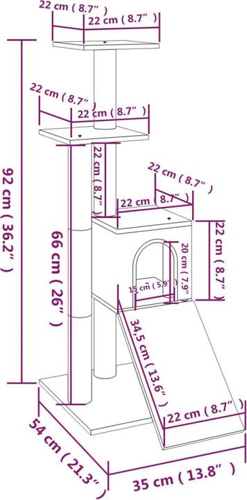 Produktbild vidaXL Kratzbaum (92 cm, Hellgrau)
