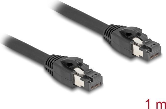 Produktbild Delock RJ45 Netzwerkkabel Cat.8.1 S/FTP 1 m bis 40 Gbps schwarz (S/FTP, CAT8.1, 1 m)