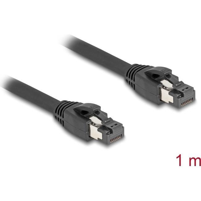 Thumbnail - Delock RJ45 Netzwerkkabel Cat.8.1 S/FTP 1 m bis 40 Gbps schwarz (S/FTP, CAT8.1, 1 m), Netzwerkkabel