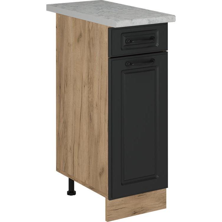 Vicco, Regal, Küchenunterschrank R-Line, Anthrazit Landhaus/Goldkraft Eiche, 30 cm AP Marmor