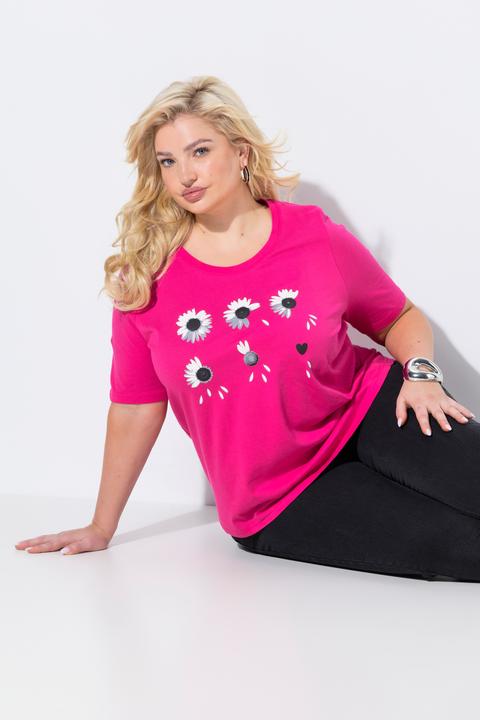 Produktbild Ulla Popken T-Shirt, Blüten, Classic, Rundhals, Halbarm (46, 48)