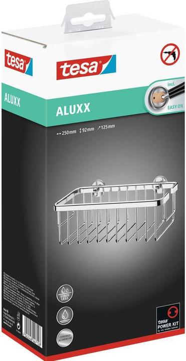 Produktbild tesa ALUXX Duschkorb inkl. Klebelösung ohne Bohren (12.50 x 25 x 9.20 cm)