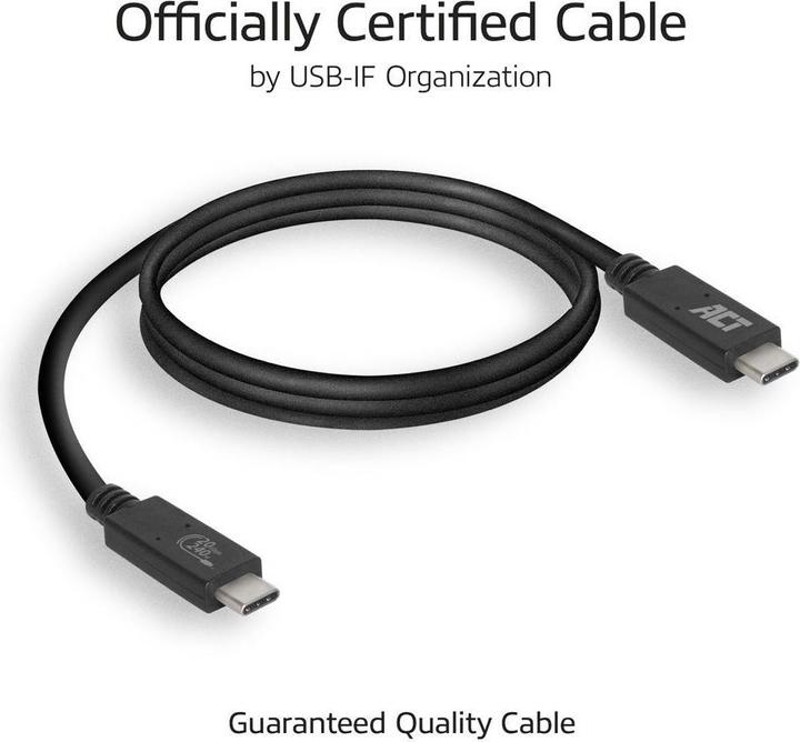 Immagine prodotto ACT Cavo di collegamento USB4" 20Gbps C maschio - C maschio 1 metro Certificato USB-IF (1 m, USB 4.0)