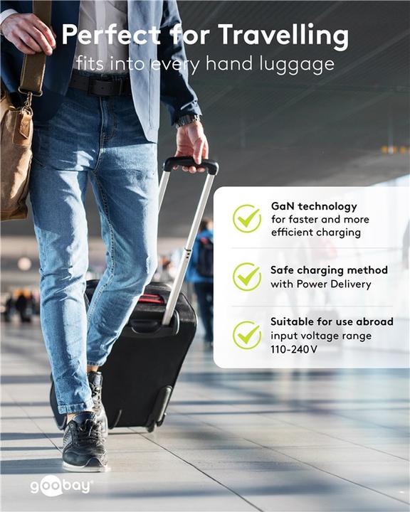 Produktbild Goobay USB-C PD GaN Dual-Schnellladegerät Nano 35 W schwarz (35 W, 2 Ports)