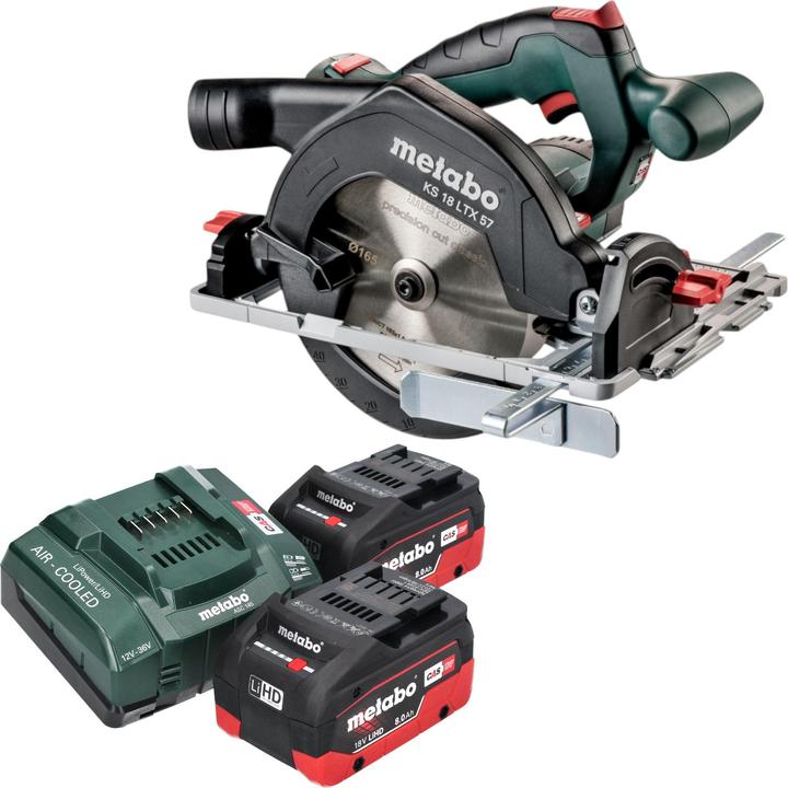 Actual product image Metabo KS 18 LTX 57 Akku Handkreissäge 18 V 165 mm + 2x LiHD Akku 8,0 Ah + Ladegerät