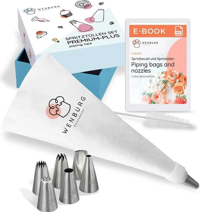 Actual product image Wenburg Spritzbeutel Set - 10-tlg. - Edelstahl-Tüllen (Piping bag set)