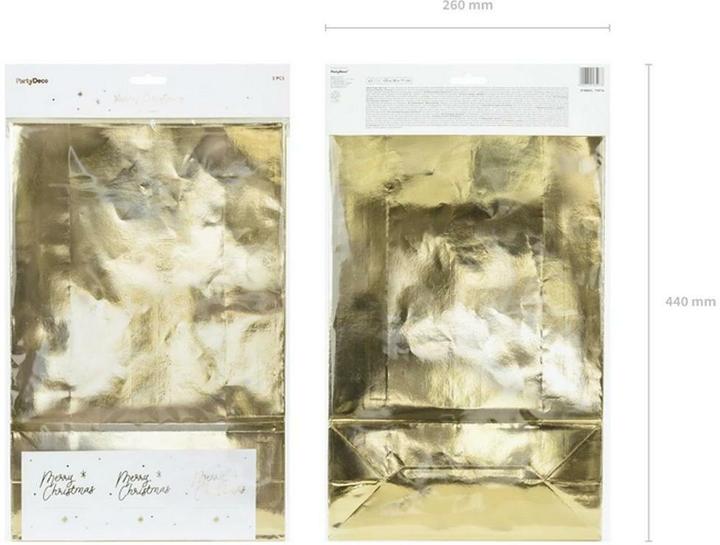 Produktbild Partydeco Gift bags, gold, 25x38x11cm (1 pkt / 3 pc.) (3x)
