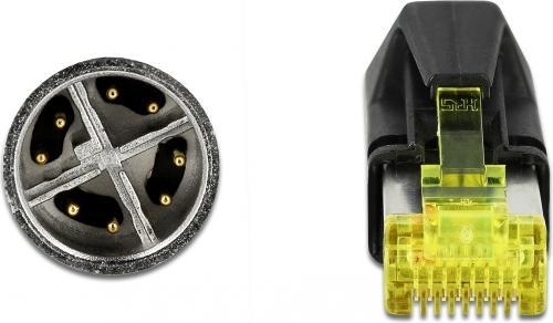 Actual product image Delock Network cable M12 8 pin X-coded to RJ45 Hirose plug TPU 3 m (S/FTP, CAT6a, 3 m)