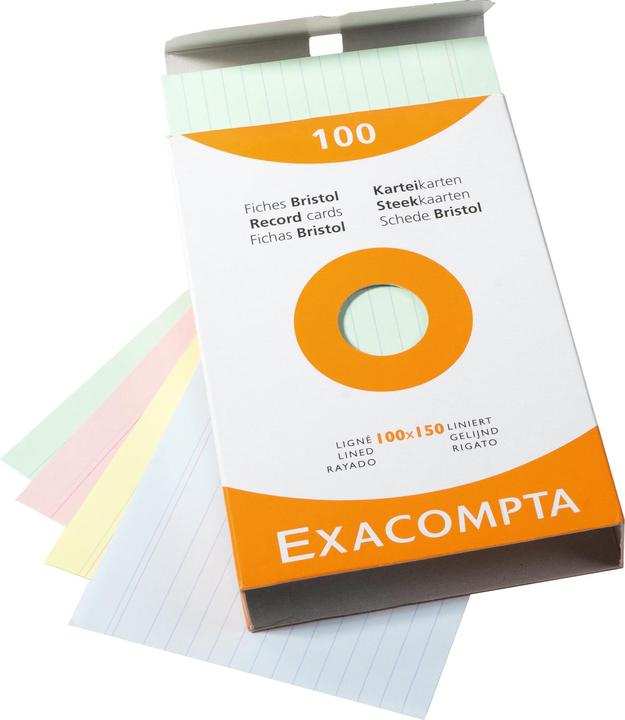 Produktbild Exacompta Karteikarten (100 x 150 mm, 100x, 205 g/m²)