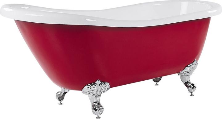 Actual product image Beliani Bathtub freestanding red oval 170 x 76 cm CAYMAN (246 l, 170 cm, 80 cm)