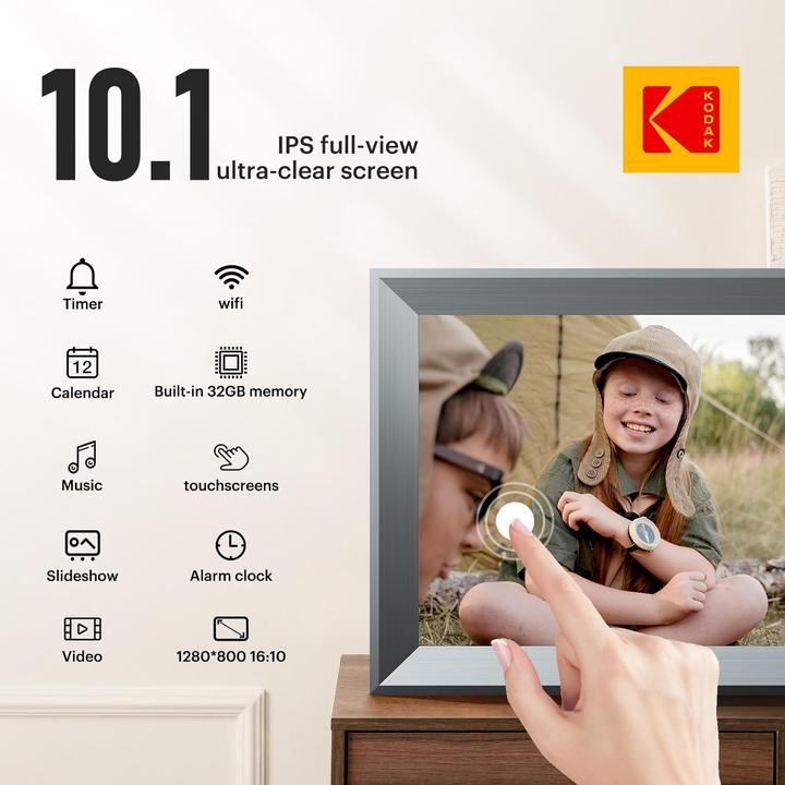 Actual product image Kodak Digital Photo Frame with WiFi, 32GB Memory, HD IPS Touchscreen, App Sharing (10.10", 1280 x 800 pixels)