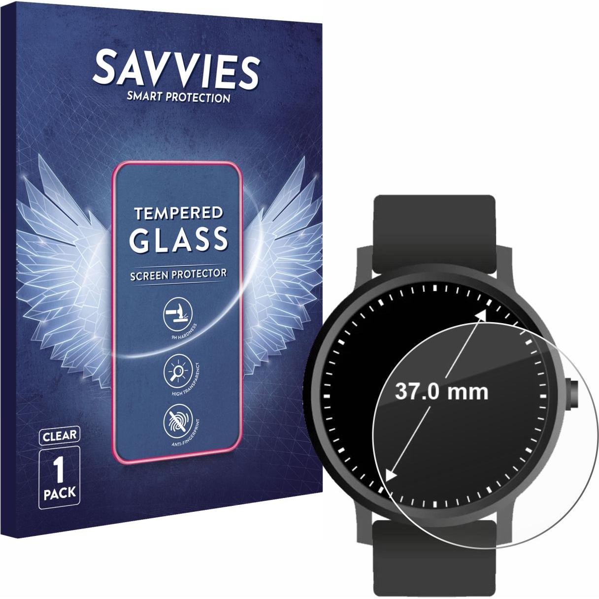 Savvies Panzerglas Hartglas Displayschutz, Smartwatch Schutzfolie, Transparent