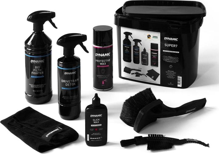 Actual product image Dynamic Bike Care Super 7 (2000 ml, Microfibre cloth, Brush, Bicycle cleaner, Care set, Chain oil)
