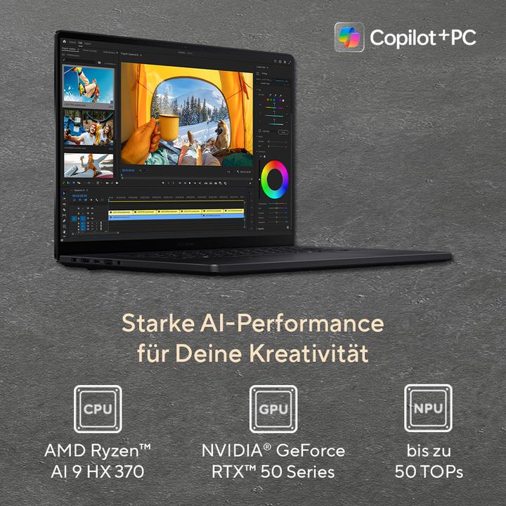 Produktbild ASUS ProArt P16 R9 HX 370 32 2 5080 H7606WW-SE028X W11P (15.98", 2000 GB, 32.77 GB, DE, AMD Ryzen AI 9 HX 370)