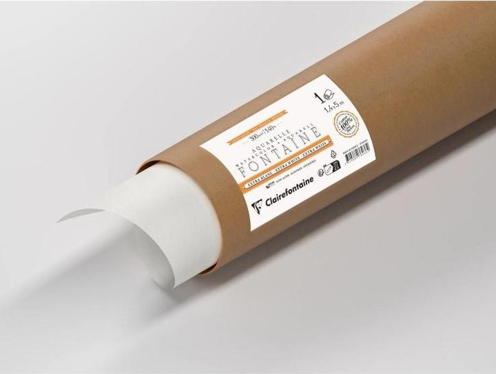 Clairefontaine Fontaine, Aquarellpapier extraweiss satiniert/hot pressed, Rolle 1,4x5m, 300g - (300 g/m²)