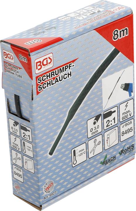 Image du produit BGS Boîte de gaines thermorétractables noires Ø 3 mm 8 m (1 x)