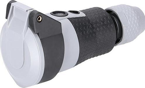 Actual product image ABL SCHUKO coupler gray, 2K technology, voltage indicator, quick release, IP54 (CEE 7/4)