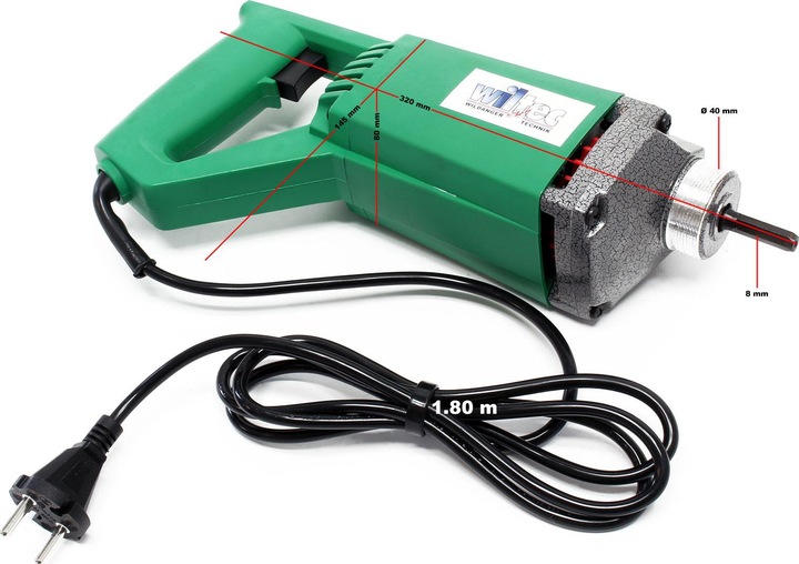Immagine prodotto Wiltec Vibratore elettrico portatile per calcestruzzo da 580 W con bottiglia vibrante da 150 cm inclusa