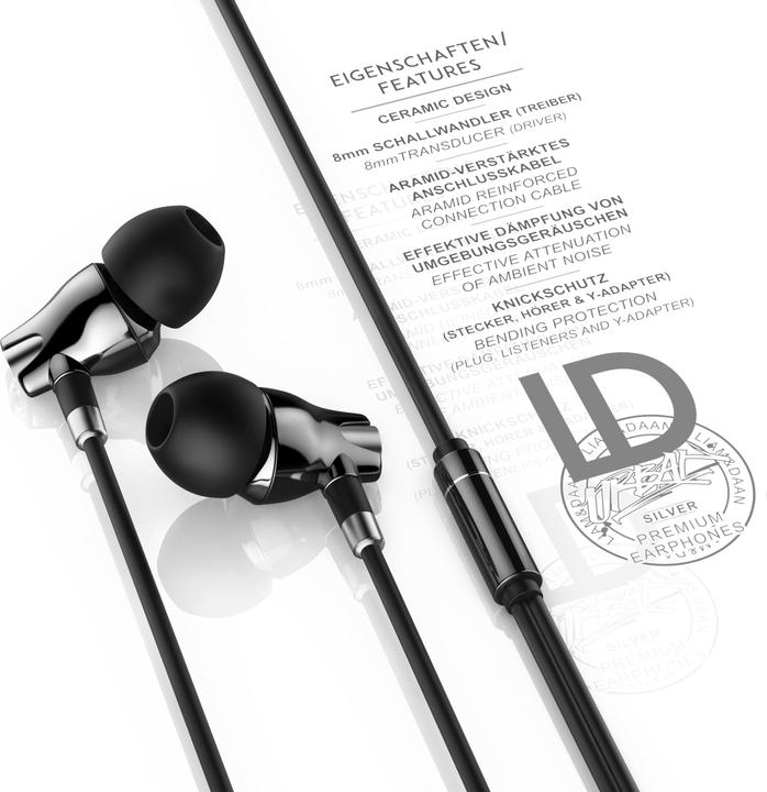 Actual product image Liam & Daan In-Ear headphones, ceramic "Urban" InEar Earphone, 8mm driver, aramid cable (NC, Cable)