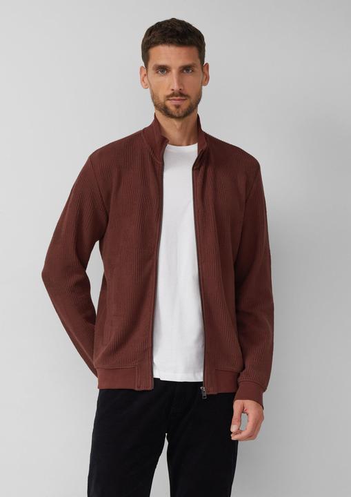 Produktbild s.Oliver Sweatshirt Jacke Strukturierte Sweatshirtjacke mit Stehkragen (M)