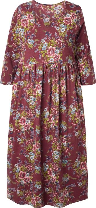 Produktbild Ulla Popken Jersey-Maxikleid, Blüten, A-Linie, Tunika-Ausschnitt, 3/4-Arm (54)