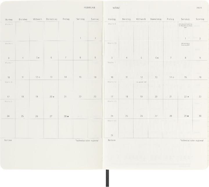 Image du produit Moleskine Notizkalender (A5, 1 semaine / 1 page)