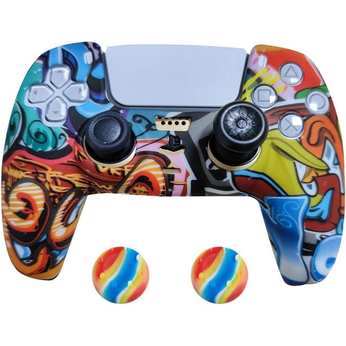 König Design 2 x Schutzhülle für Playstation 5 DualSense Controller Skin Silikon Schutz Motiv (Playstation Classic), Gam...