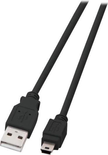 Actual product image EFB Elektronik USB2.0 connection cable A-Mini B (5-pin), St.-St., 1.5m, black, Classic Overmoulded, shielded (1.50 m, USB 2.0)