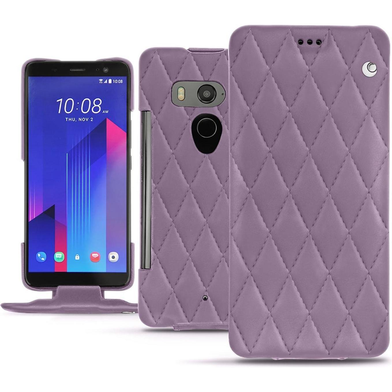 Noreve Lederschutzhülle vertikal (HTC U11+), Smartphone Hülle, Violett