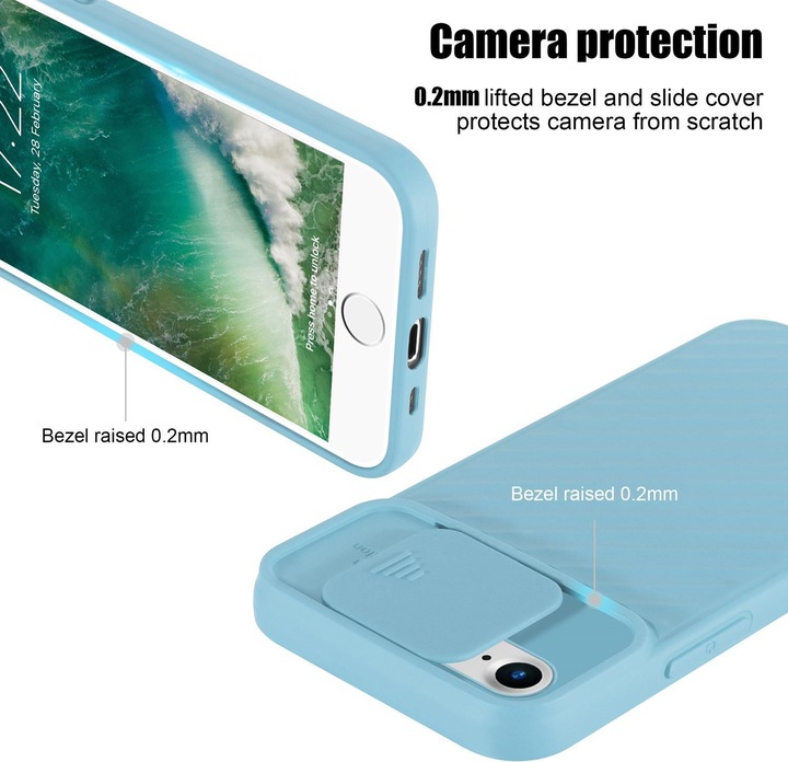 Immagine prodotto Cadorabo Cover in TPU con protezione della fotocamera (Apple iPhone 7, Apple iPhone SE (seconda generazione))