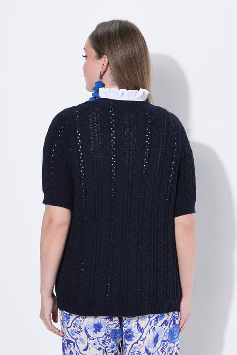 Produktbild Ulla Popken Pullover, Zopfmuster, Rundhals, Halbarm (62)