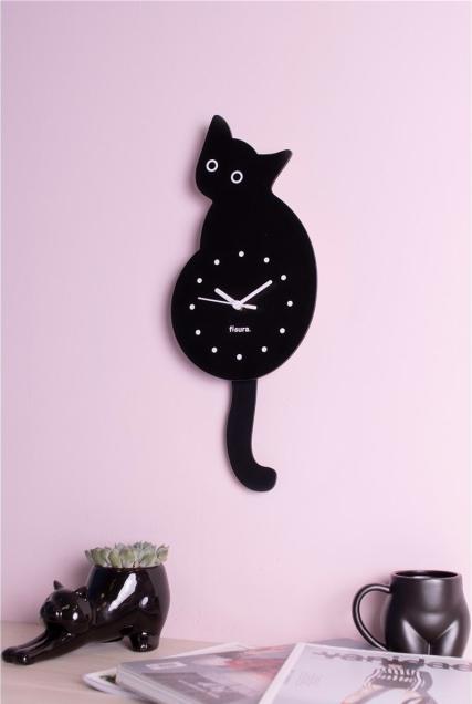 Actual product image Fisura CAT CLOCK - black