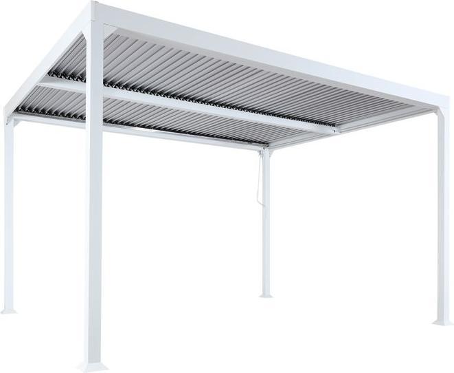 Produktbild Mendler Alu Pergola HWC-L41, stabiles 8cm-Metall-Gestell 3x3,7m, weiss (360 cm, 360 cm)