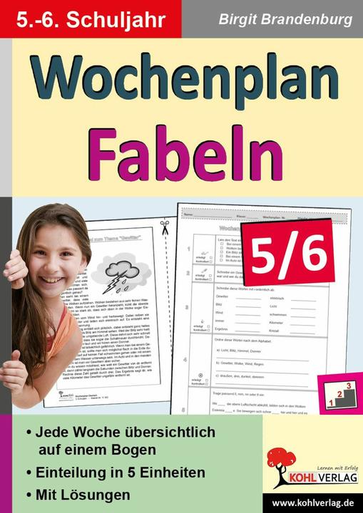Produktbild Wochenplan Fabeln 5/6 (Deutsch, KOHL VERLAG Der Verlag mit dem Baum, 2015)