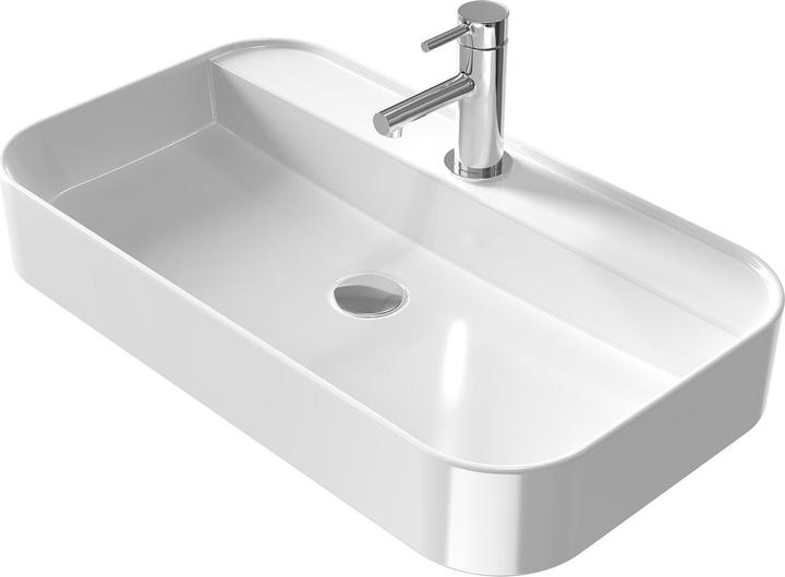 Image du produit Emke Lavabo à poser, Céramique, Montage mural/à poser, Blanc Brillant, avec trou pour robinet, 700x400x11 (400 mm, 700 mm)