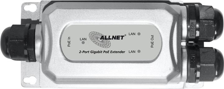 Actual product image Allnet poe 2x extender repeater outdoor switch ip67 ieee802.3bt in - 2xat out all-pr2013o-30w