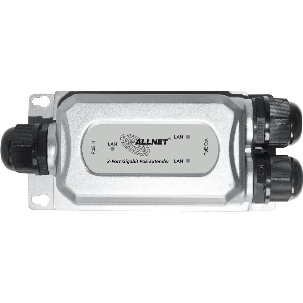 Allnet poe 2x extender repeater outdoor switch ip67 ieee802.3bt in - 2xat out all-pr2013o-30w (2 Ports), Netzwerk Switch...