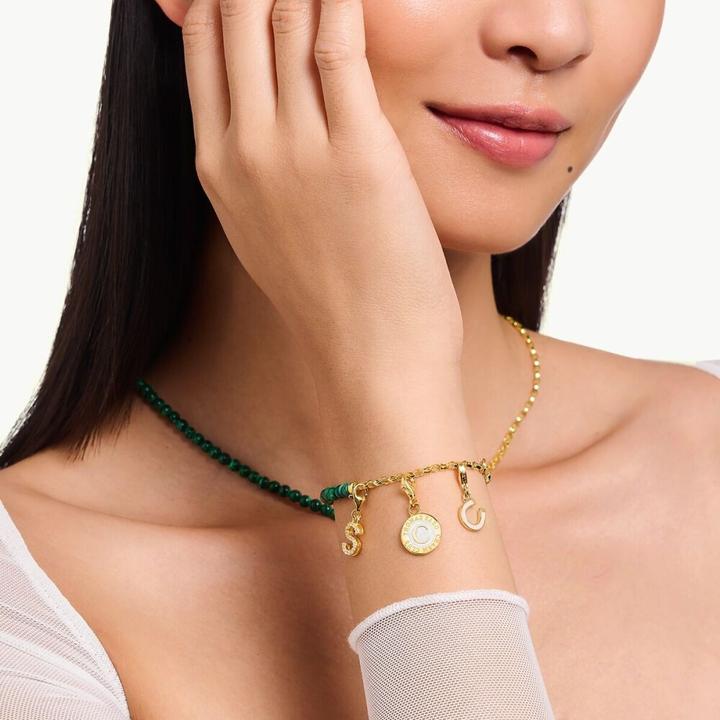 Produktbild Thomas Sabo Charm-Anhänger Buchstabe Q mit Weissen Steinen Vergoldet (925er Silber)