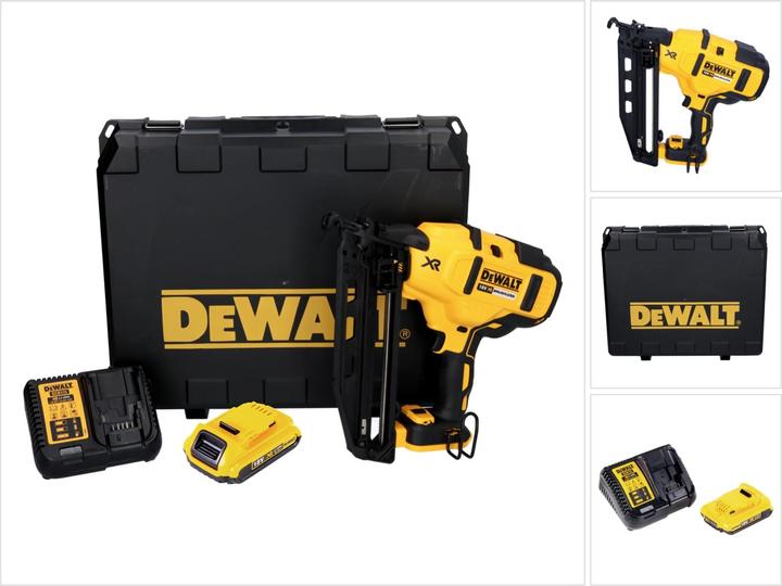 1x DeWalt DCN 660 cordless nailer, 1x DeWalt DCB 183 18 V 2.0 Ah battery, 1x DeWalt DCB charger, 1x DeWalt case