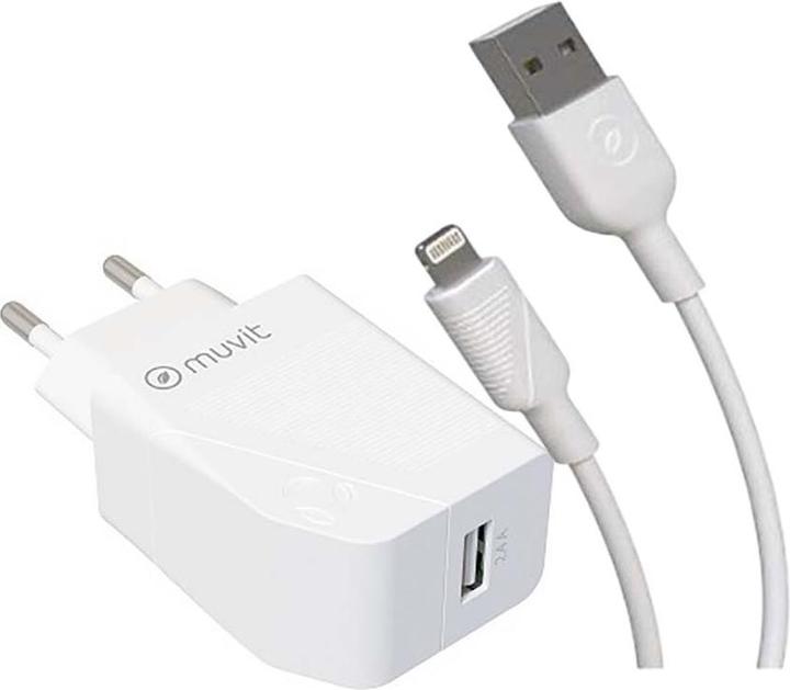 Actual product image Muvit For Change Pack Chargeur Secteur 12w+Cable Lightning 1.2m Blanc (12 W, 1 portion)
