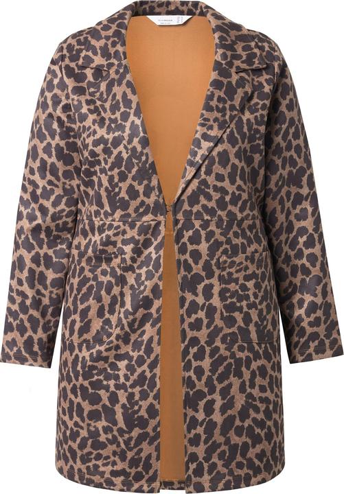 Miamoda Blazer long en faux cuir suédé, imprimé léopard et