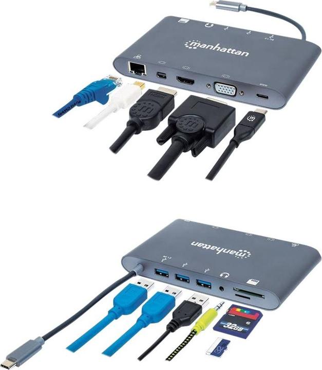 Produktbild Manhattan SuperSpeed USB-C to 7-in-1 Docking Station (Docking Port, 7 Ports)